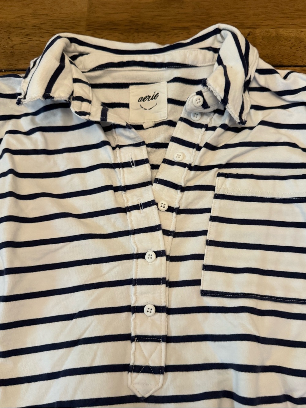 Aerie Take It Easy Popover Polo Sweatshirt - Small - Picture 4 of 5